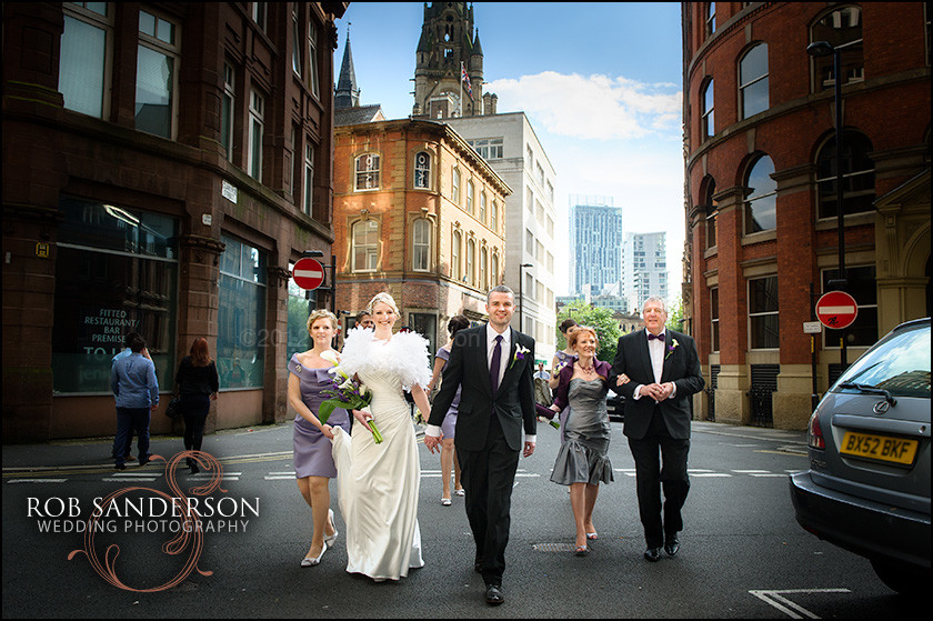 Manchester wedding photography outside Manchester Town Hall